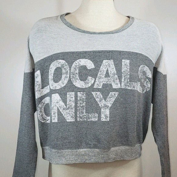 SUNDRY Locals Only Cropped Oversized Sweatshirt size S - Picture 1 of 5